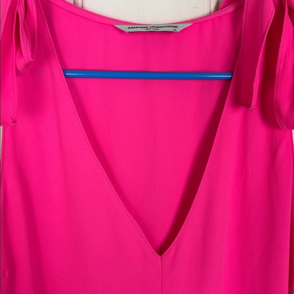 Amanda Uprichard Hot Pink Tie Sleeves Tiered Dress - XS - Picture 6 of 8